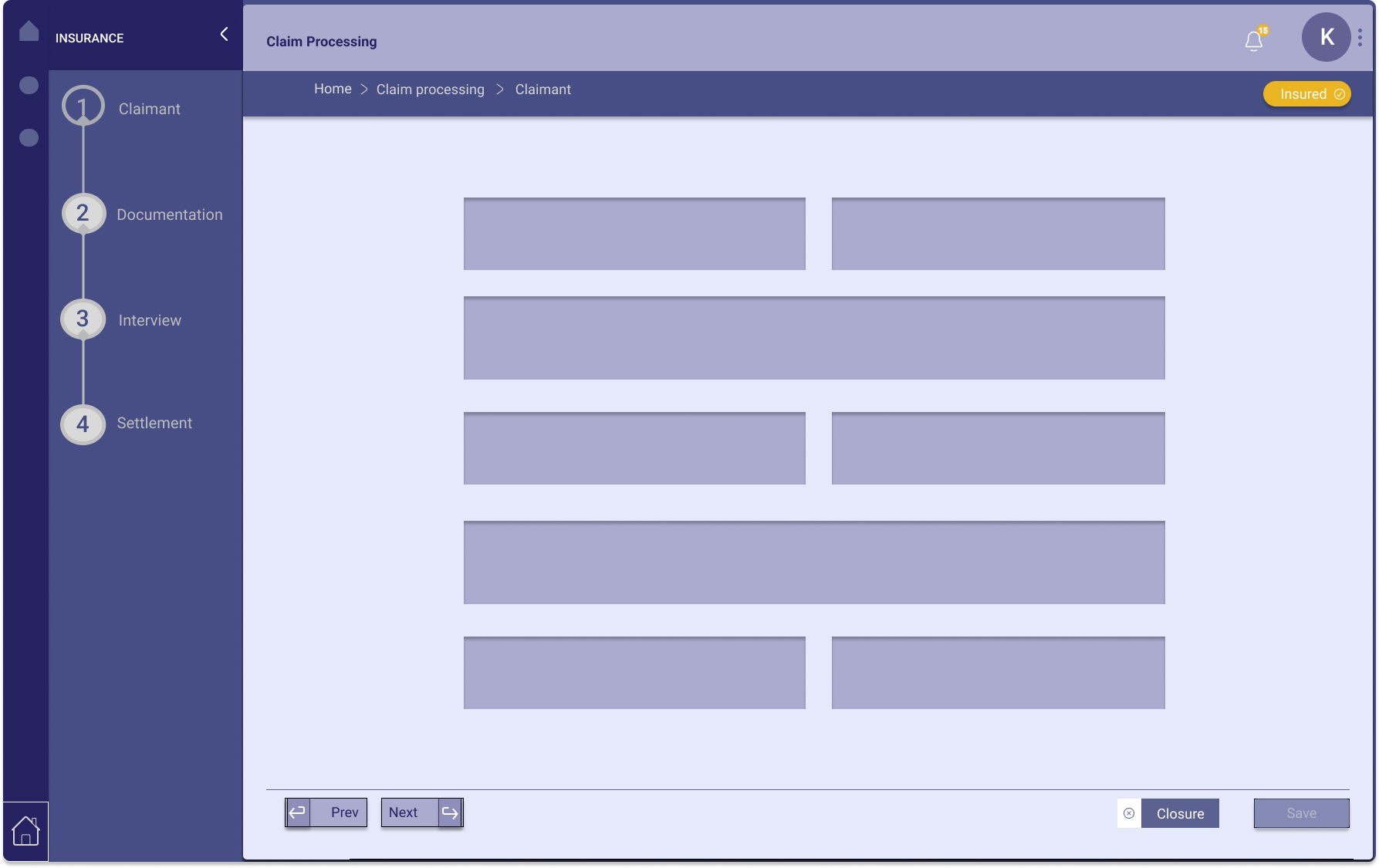 Wireframe of the Application - Layout 2
