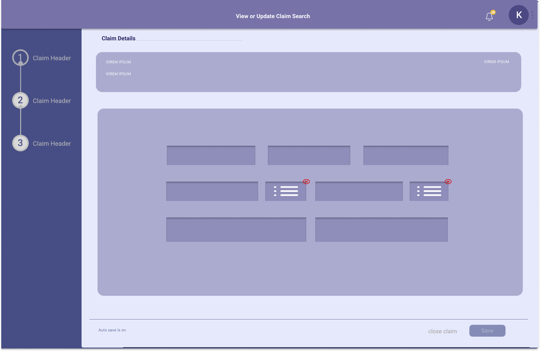 Wireframe of the Application - Layout 3